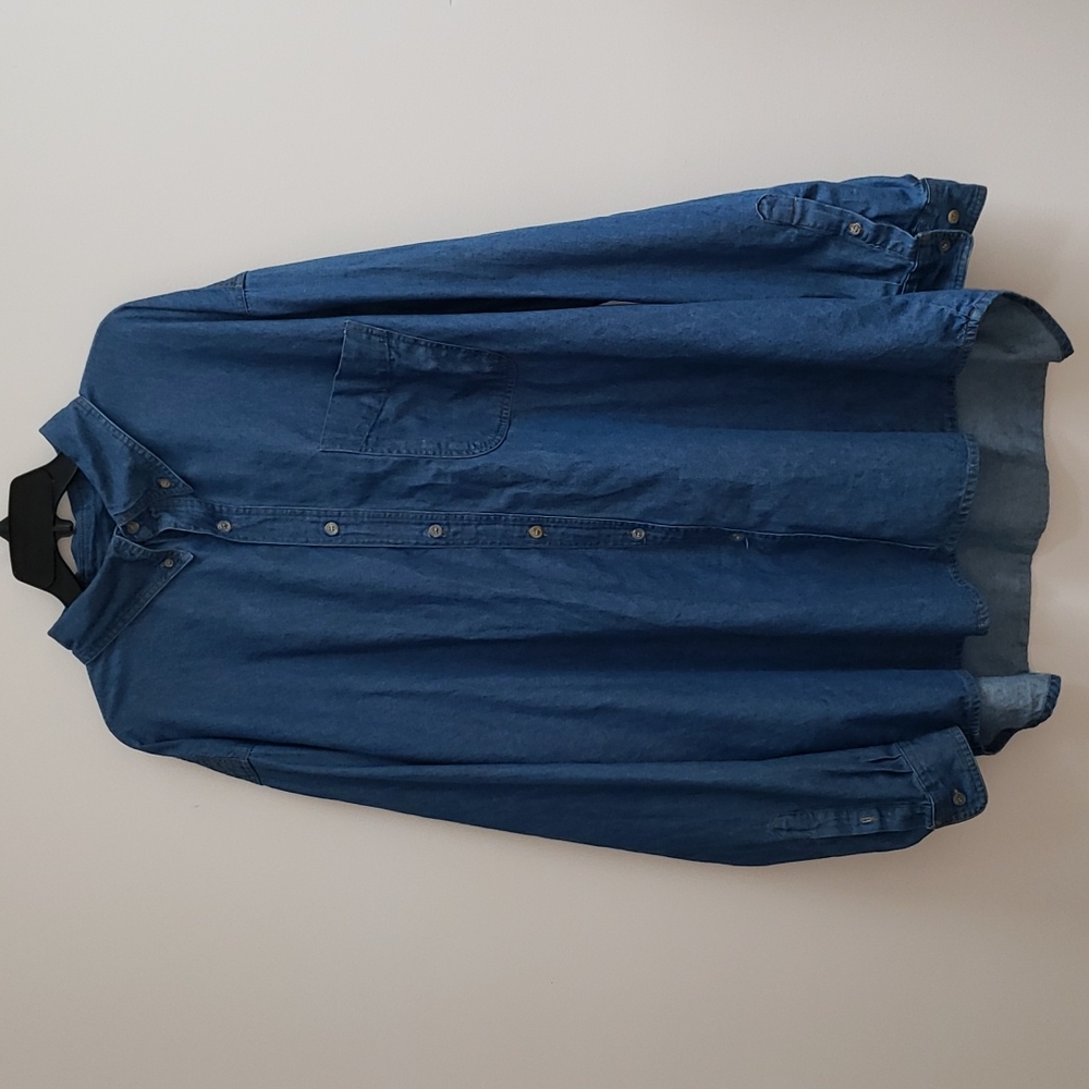 Cotton Heritage Casual Blue Button Down Shirt, Size 4XL